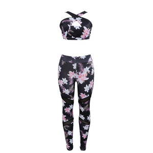 Floral Printed Sports Suit Women Sexy Running Yoga Set Padded Sports Bra Leggings Gym Tracksuit  Fitness Clothing Sports Wear
