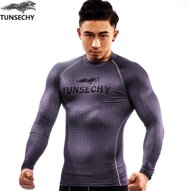 2019 Mens Compression Shirts Bodybuilding Skin Tight Long Sleeves Jerseys Clothings Exercise Workout Fitness Sportswear