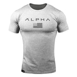 2019 New Brand Clothing Gyms Tight Cotton T-shirt Mens alpha Fitness T-shirt Homme Gyms T Shirt Men Fitness Summer Tees Tops