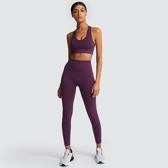 2PCS  Hyperflex Seamless Yoga Set Sportswear Sports Bra+Leggings Fitness Pants Gym Running Suit Exercise Clothing Athletic