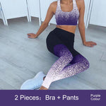 2PCS Yoga Set Women Gym Fitness Clothing High Waist Yoga Leggings Set Running Sportswear Energy Seamless Leggings+Strappy Bra