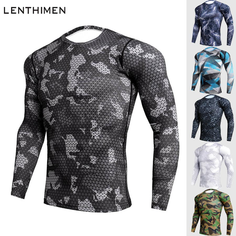 Compression Sport Shirt Men Long Sleeve Camouflage Fitness 3D Quick Dry Men's Running T-shirt Gym Workout Clothing Top Rashgard