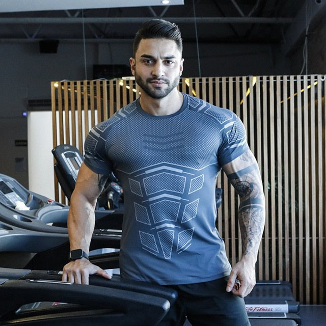 Nova compressão dos homens magro t-shirts ginásios fitness halterofilismo t camisa masculina verão casual jogger treino t topos roupas de marca