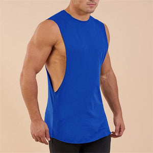 New Summer Gyms Fitness Bodybuilding Tank Tops Stringer fashion mens workout clothing Loose open side sleeveless shirts Vest