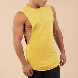 New Summer Gyms Fitness Bodybuilding Tank Tops Stringer fashion mens workout clothing Loose open side sleeveless shirts Vest