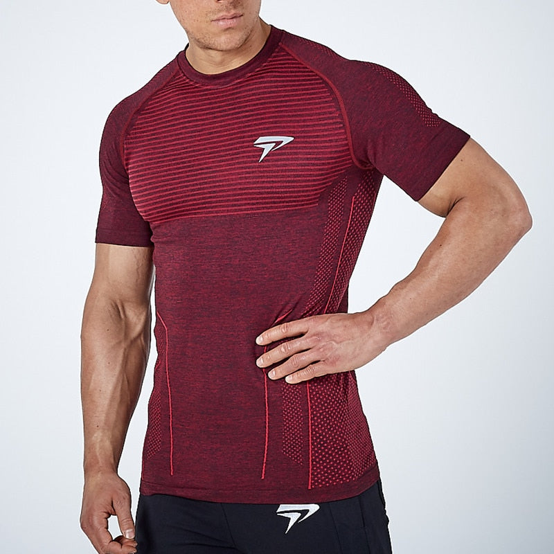 2020 New Men Running Tight Short T-shirt compression Quick dry t shirt Male Gym Fitness Bodybuilding jogging Tees Tops clothing
